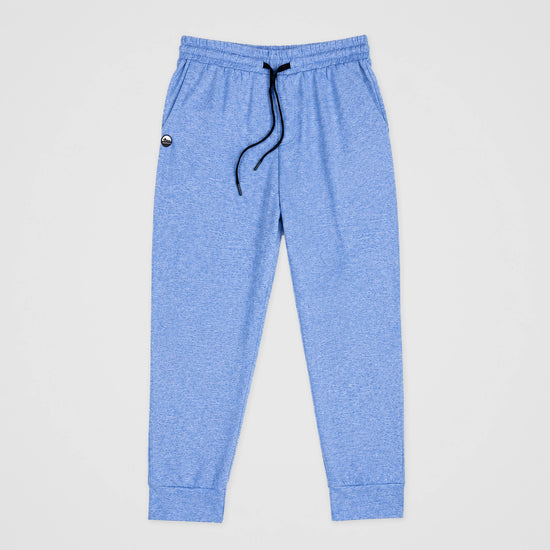 Bickford Athletic Joggers in Blue Bird, flat lay front view with black drawstring