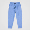 Bickford Athletic Joggers in Blue Bird, flat lay front view with black drawstring