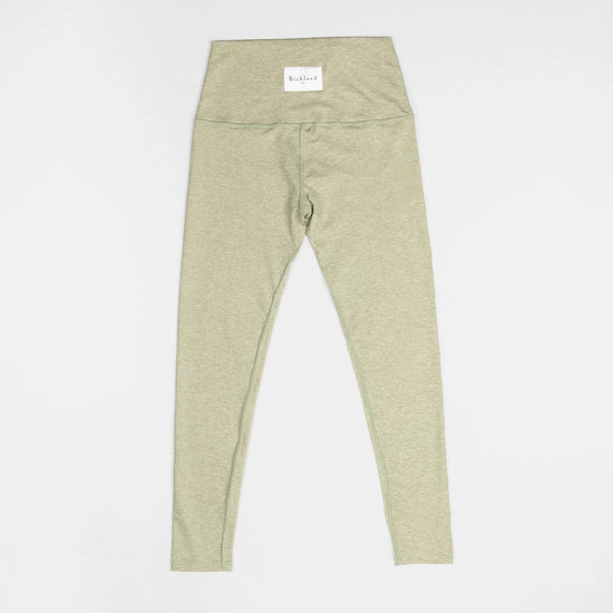 Bickford USA Athletic Leggings in cloud gray, flat lay back view showing the high waistband and woven Bickford USA label.