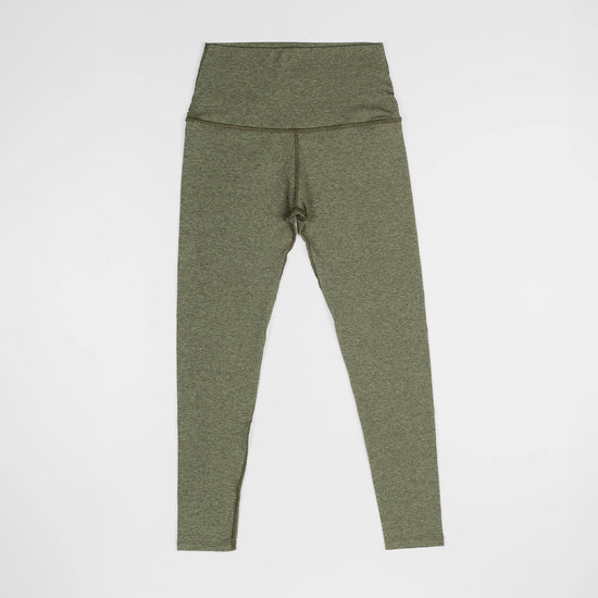 Bickford USA Athletic Leggings in moss green, high-waisted, flat lay front view.