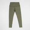 Bickford USA Athletic Leggings in moss green, high-waisted, flat lay front view.