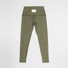 Bickford USA Athletic Leggings in moss green, flat lay back view showing the high waistband and woven Bickford USA label.