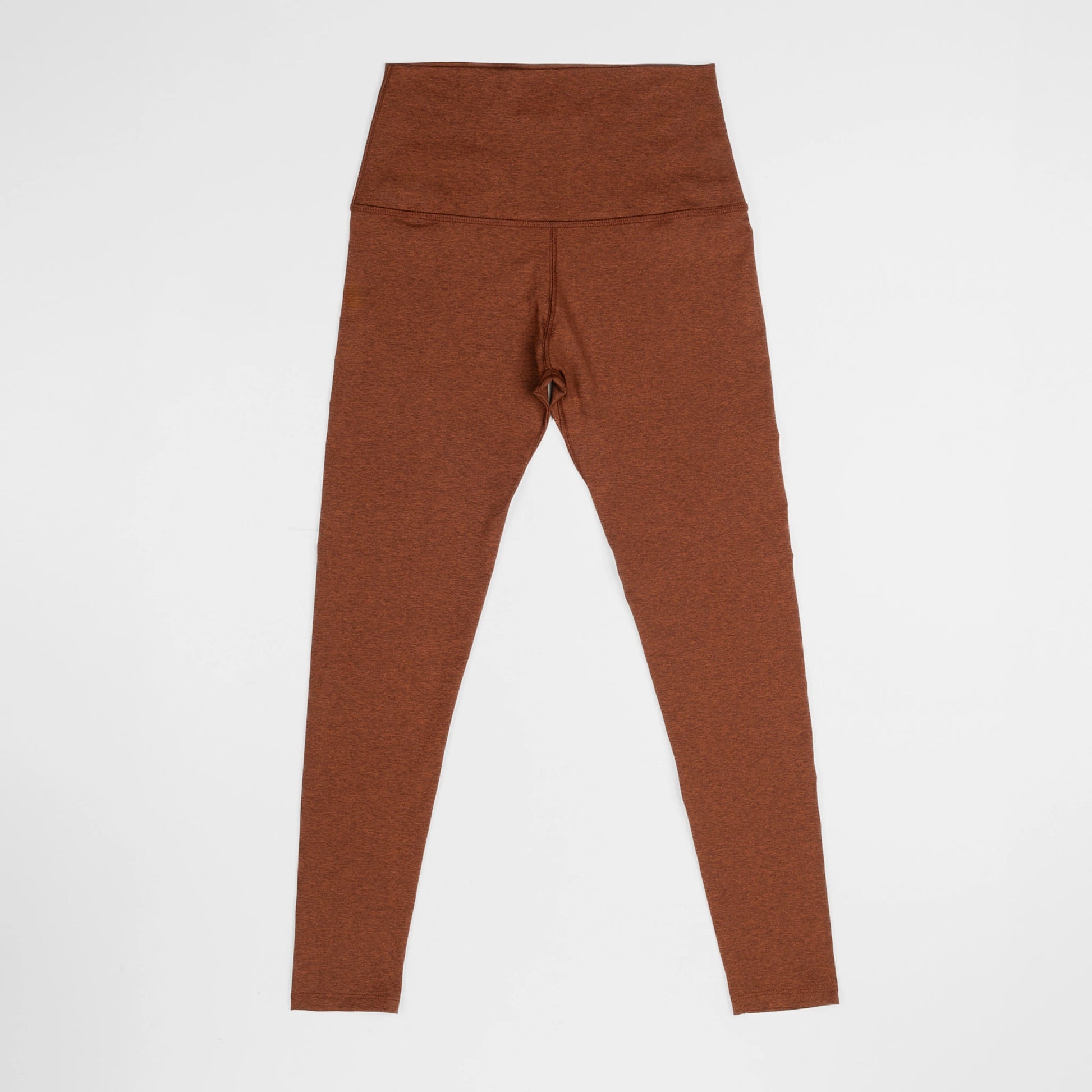 Bickford USA Athletic Leggings in rust, high-waisted, flat lay front view.