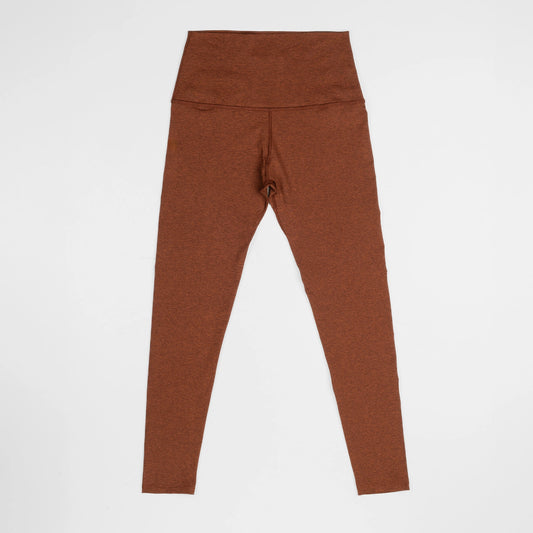 Bickford USA Athletic Leggings in rust, high-waisted, flat lay front view.