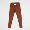 Bickford USA Athletic Leggings in rust, flat lay back view showing the high waistband and woven Bickford USA label.