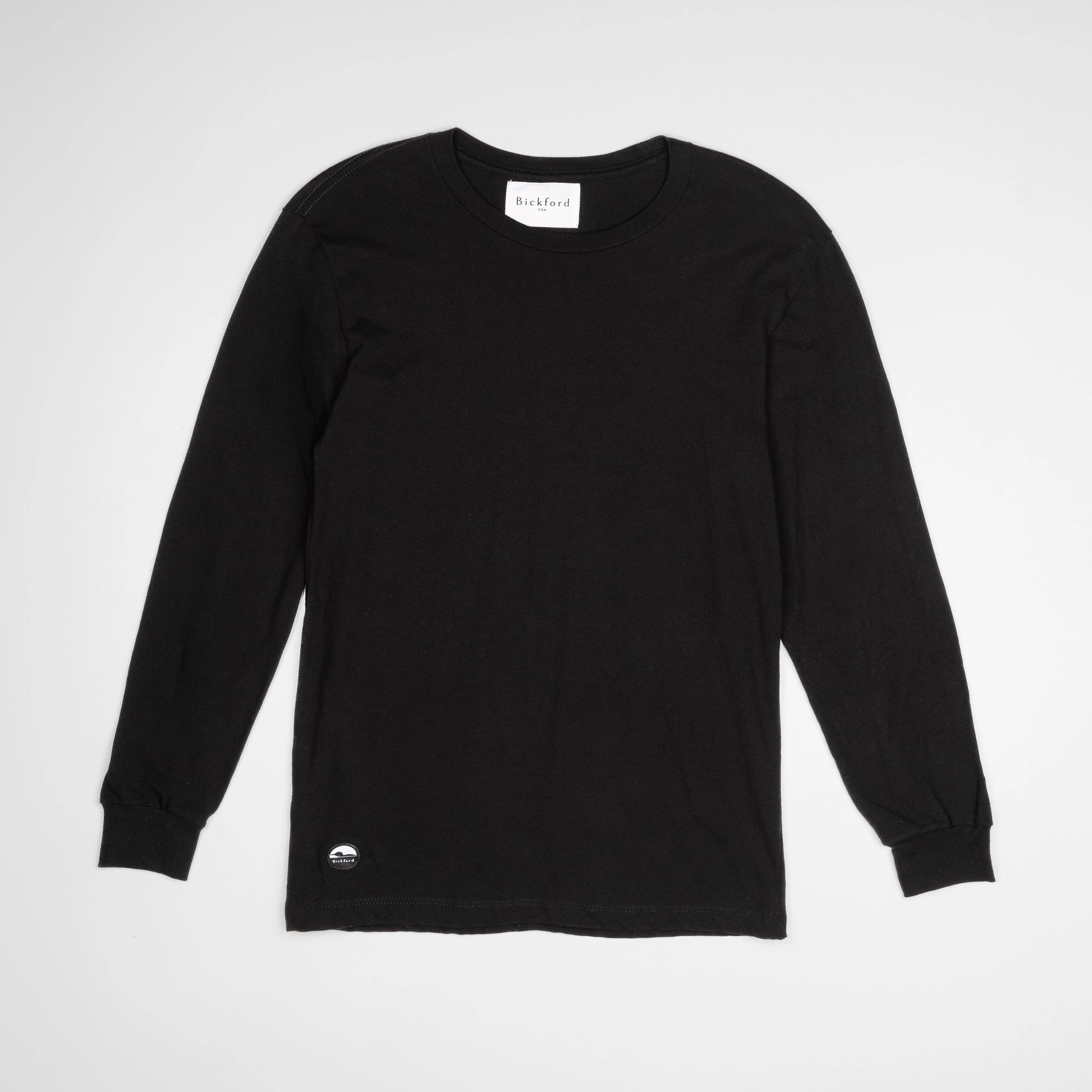 Bickford Everyday Long Sleeve Tee in Black, flat lay front view