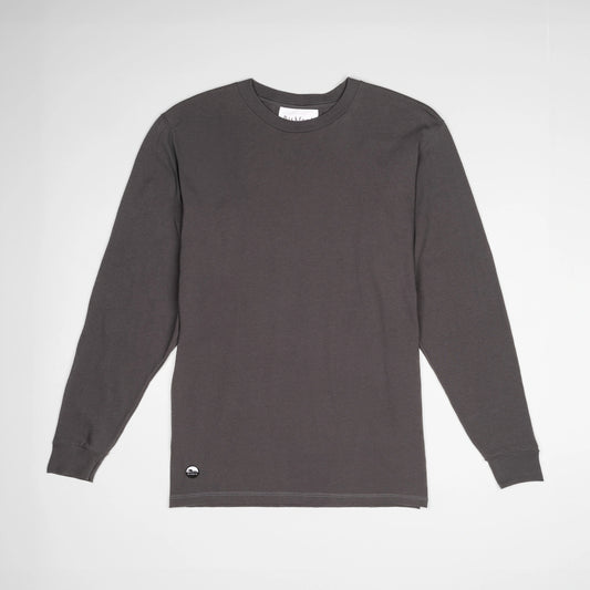 Bickford Everyday Long Sleeve Tee in Dark Gray, flat lay front view