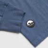Detail of cuff and Bickford logo patch on Navy Everyday Long Sleeve Tee