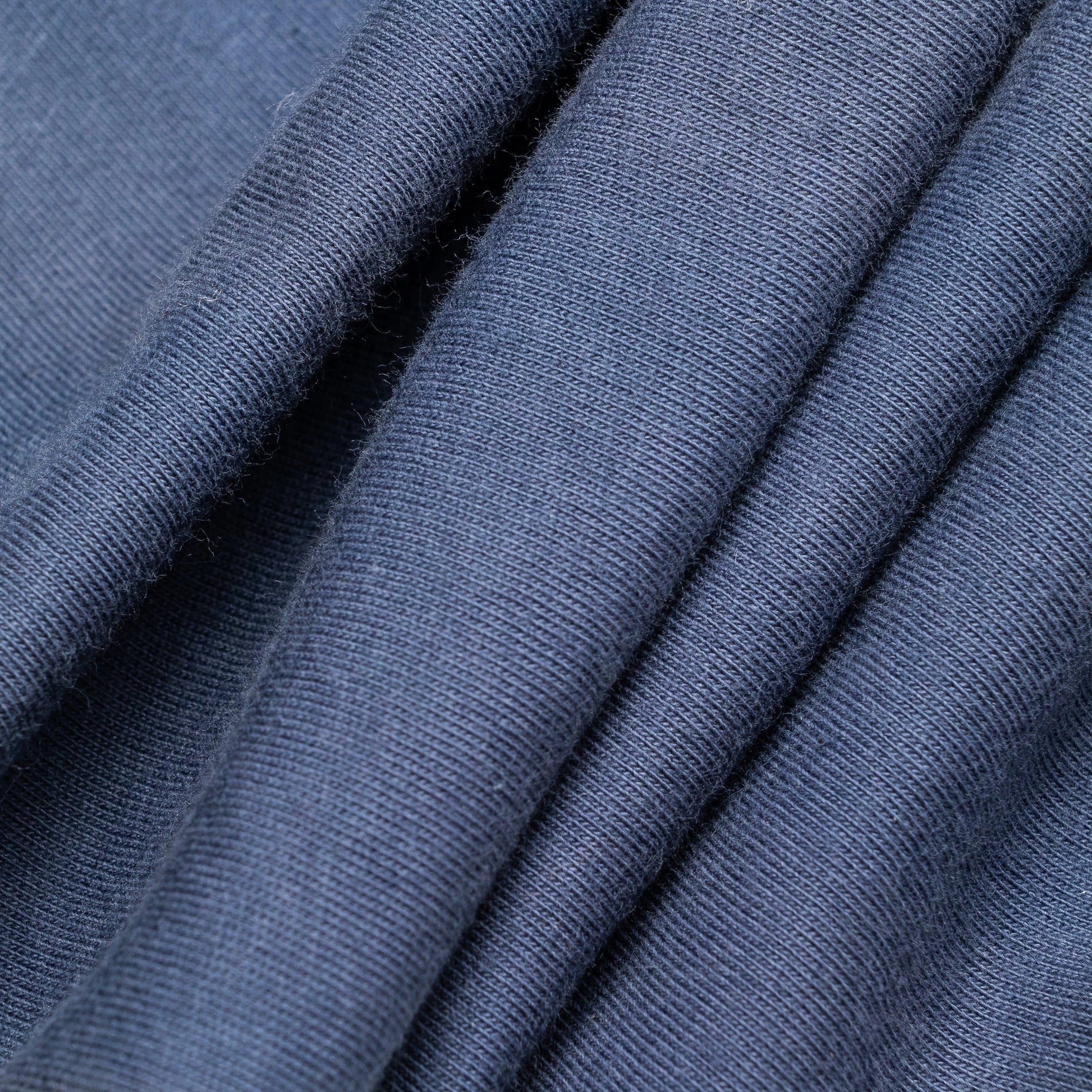 Cotton fabric texture detail of Bickford Everyday Long Sleeve Tee in Navy