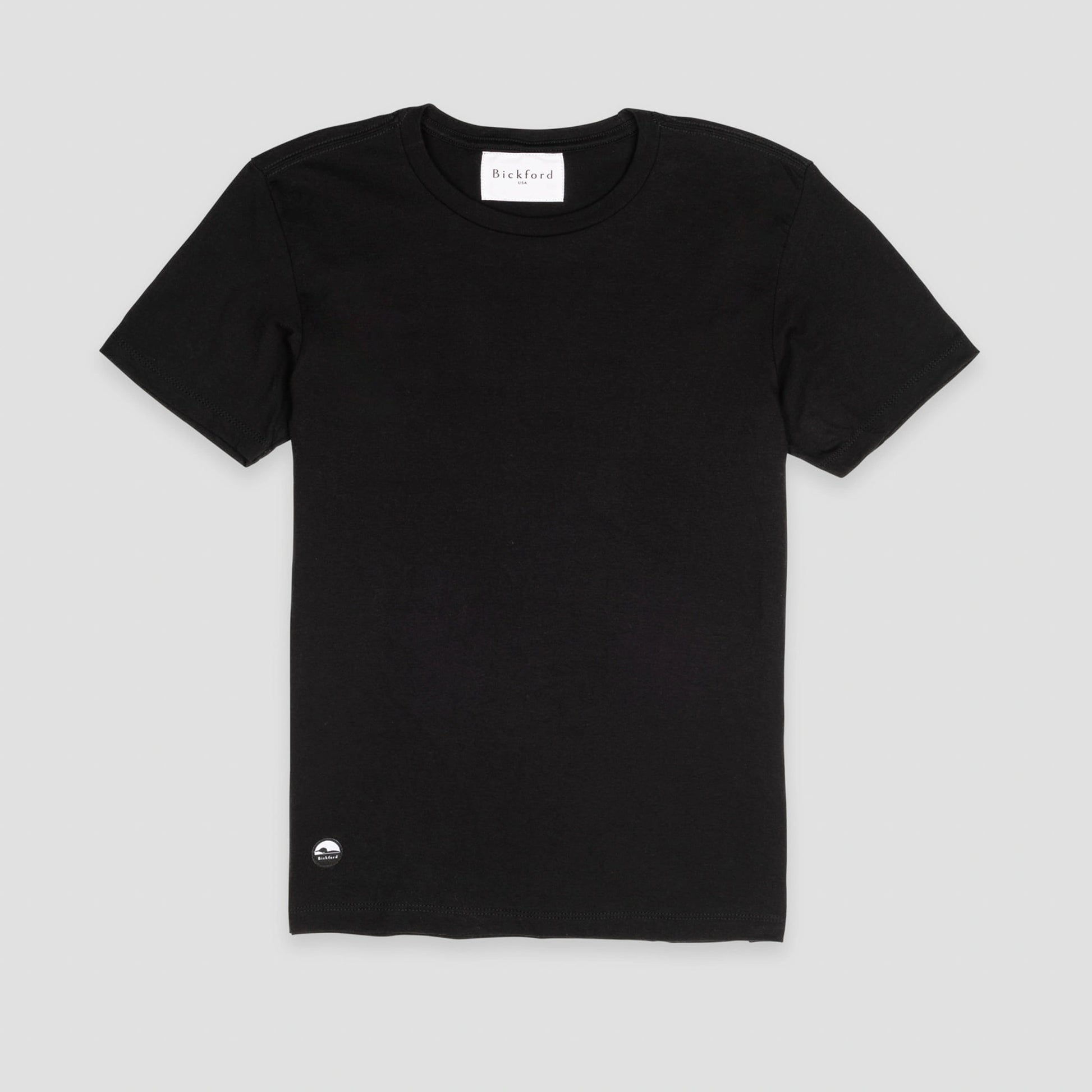 Bickford Everyday Tee in Black, flat lay front view