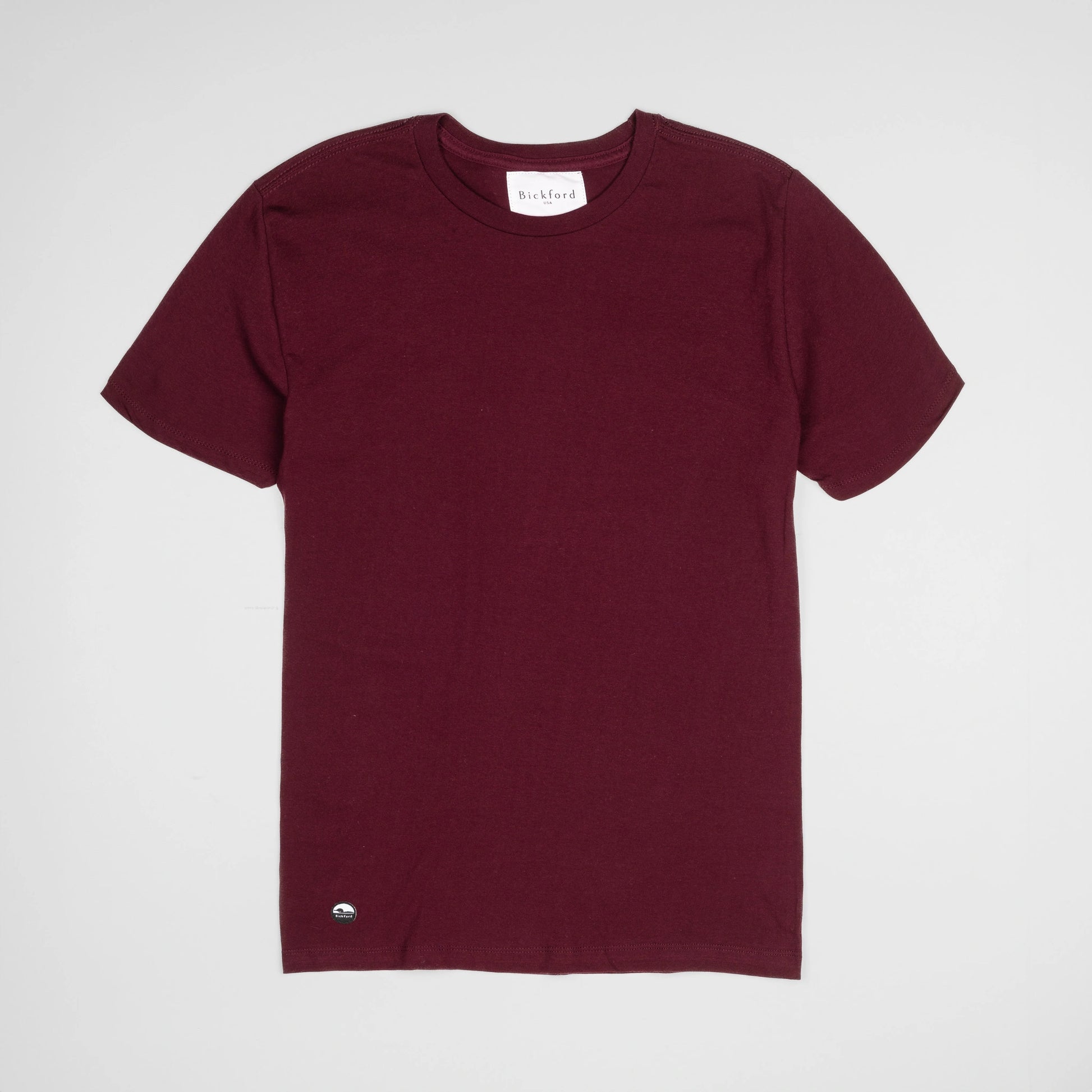 Bickford Everyday Tee in Maroon, flat lay front view