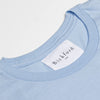 Close-up of Bickford USA woven neck label on Sky Blue Everyday Tee