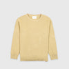 Bickford USA Fisherman Crewneck sweater in cream, laid flat on a light gray background, showing the full front with seed stitch knit texture and ribbed crew neck, cuffs, and hem.