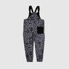Bickford USA fleece overall bib in Boulder colorway, back view, showing the black square back pocket and elastic ankle cuffs against a light gray background.