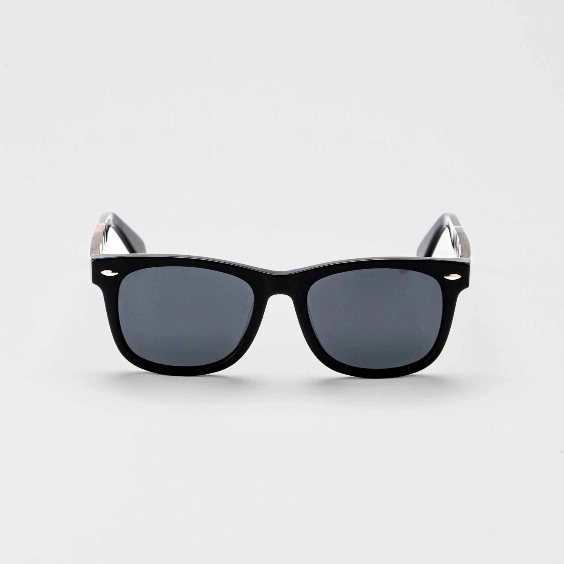 Bickford USA Timberline Full-Frame Sunglasses in midnight black, front view, with smoke lenses.