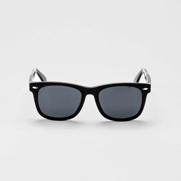 Bickford USA Timberline Full-Frame Sunglasses in midnight black, front view, with smoke lenses.