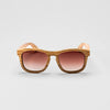 Bickford USA Timberline Full-Frame Sunglasses in natural zebrano wood, front view, with gradient brown lenses.